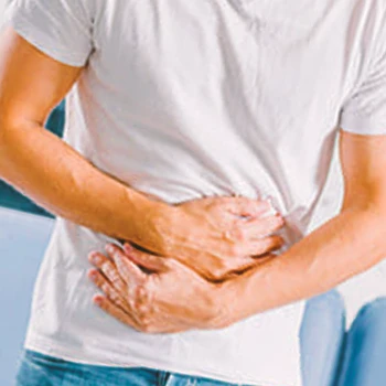 A person with stomachache
