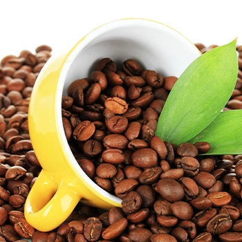 Mug with coffee beans