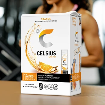 CELSIUS Orange On-the-Go Powder Stick Packs