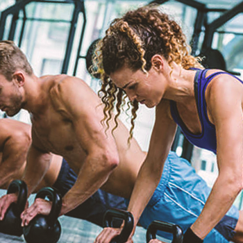 People working out with night time burners