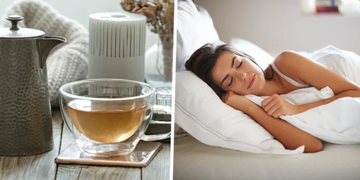 A drink in a glass mug and a woman sleeping