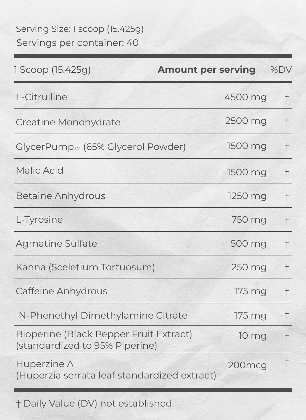 Supplement Facts of Gorilla Mode