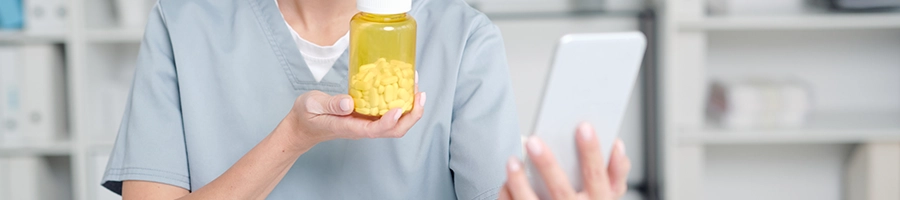 Holding a phone and a supplement container for reviews