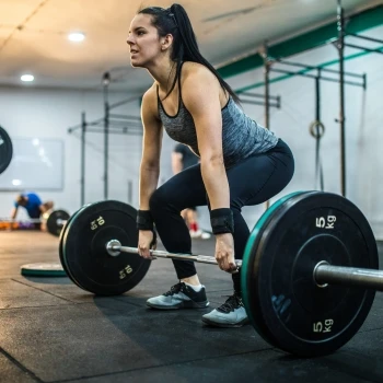 A woman lifting weights