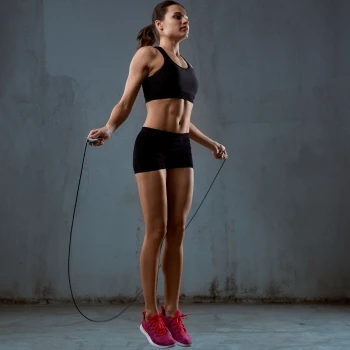 A woman doing jump rope