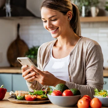 A woman tracking her calorie intake