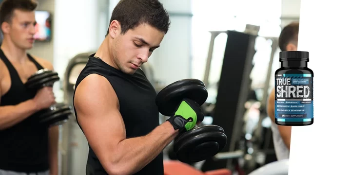 People lifting in gym with product overlay