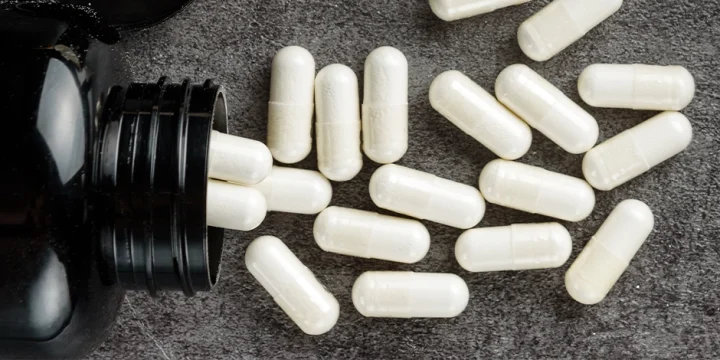 Top view spilled nootropics supplement