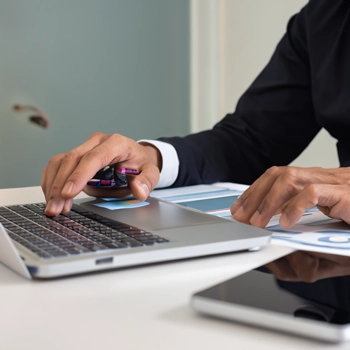 a man working using his laptop